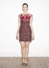 Tweed dress with tattoo lace, Bordeaux