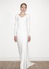 Long sleeve jersey dress with waterfall neckline, white