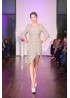 Tweed Volantkleid, braun