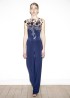 Jumpsuit with tattoo lace, blue