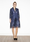 3-D Tulip coat with ornamental embroidery, midnight blue