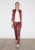 Neoprene graphic pants, red