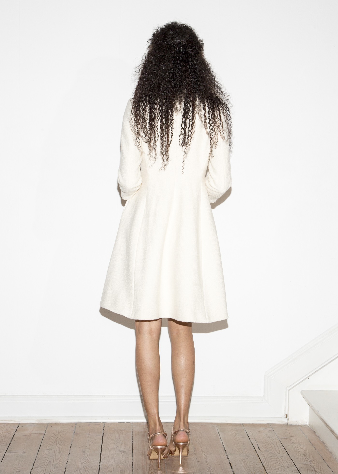 Mantel, Wollpiqué, A-Linie, ivory