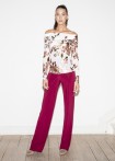 Carmen shirt with floral lacquer print, ivory