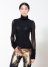 Tulle-shirt with tight fitting knitted turtle neck