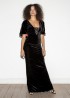 Velvet dress with V-neckline, black