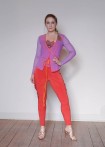 Cardigan aus doubliertem Tüllstretch, violett-orange