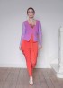 Top mit Spitze, violett-orange