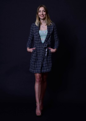 Tweed coat, blue-grey-silver Tweed coat, blue-grey-silver