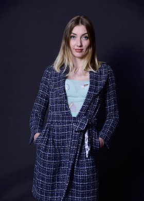 Tweed coat, blue-grey-silver Tweed coat, blue-grey-silver