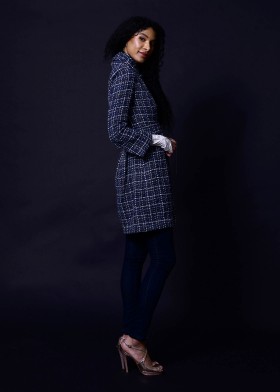 Tweed coat, blue-grey-silver Tweed coat, blue-grey-silver