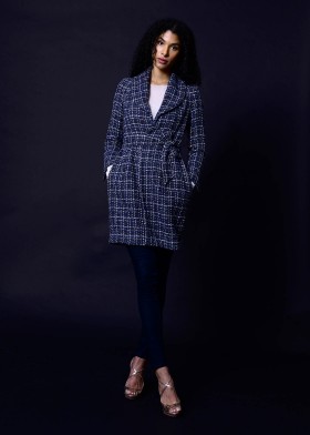 Tweed coat, blue-grey-silver Tweed coat, blue-grey-silver