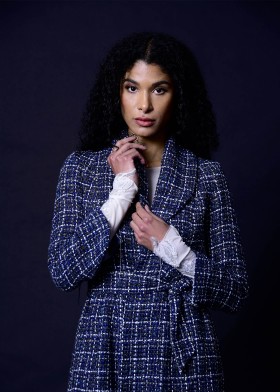 Tweed coat, blue-grey-silver Tweed coat, blue-grey-silver