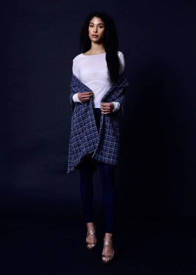Tweed coat, blue-grey-silver Tweed coat, blue-grey-silver