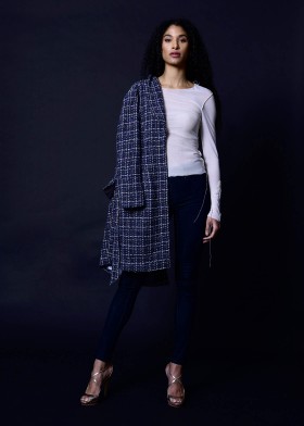Tweed coat, blue-grey-silver Tweed coat, blue-grey-silver