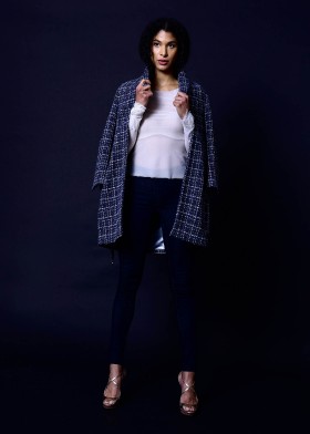 Tweed coat, blue-grey-silver Tweed coat, blue-grey-silver