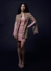 Tweed coat with long sleeve slits