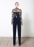 Jumpsuit mit Spitzen-Oberteil, blau-silber