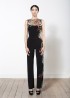 Jumpsuit with flower lace trim and side cutout
