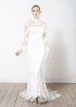 Floral embroidered bridal dress with high turtleneck