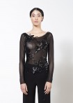 Lace tulle stretch shirt