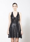 Vegan leather sequin dress black